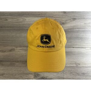 John Deere Doggett Adjustable Strapback Trucker Hat Cap Yellow Mens Tractor